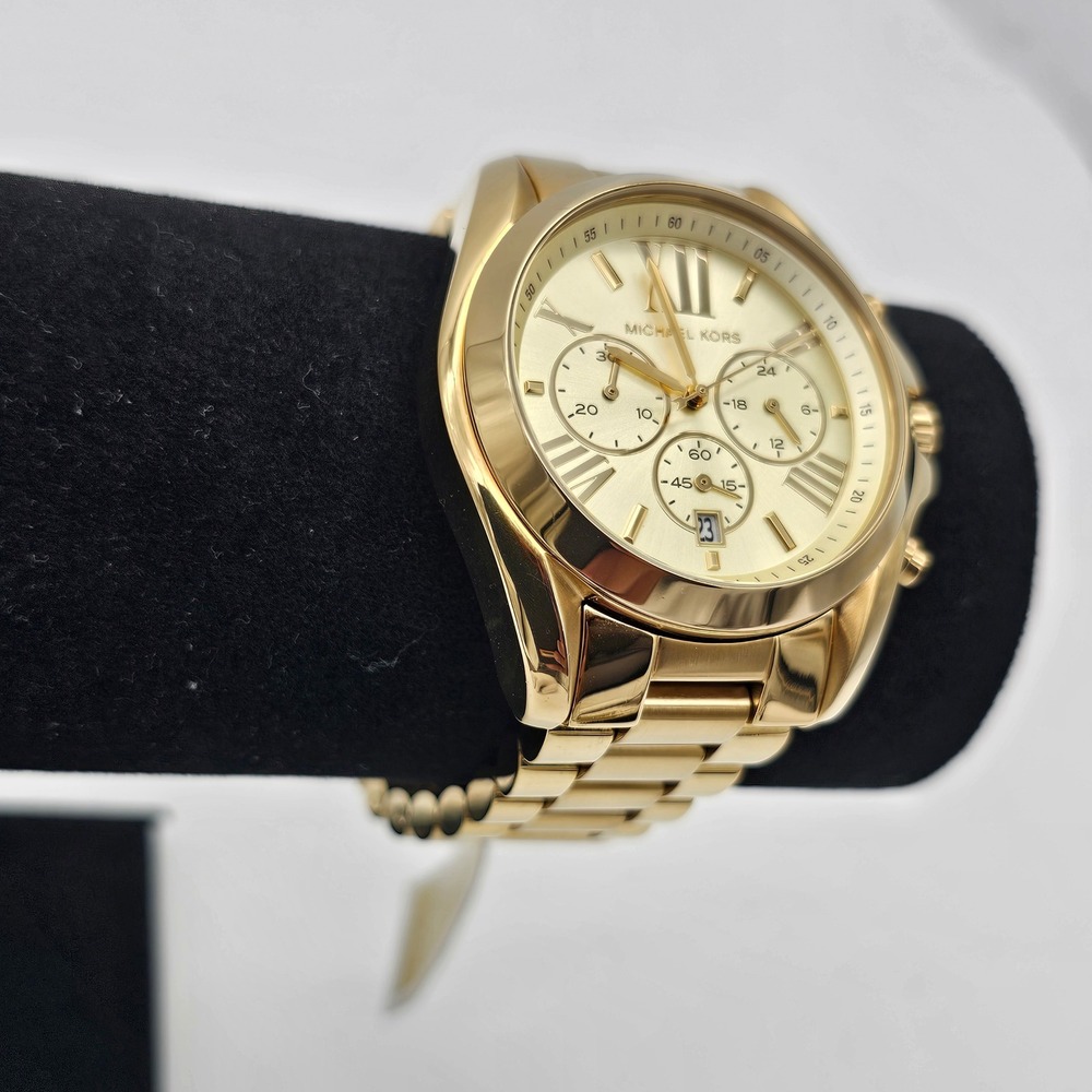 Michael Kors Unisex Watch Bradshaw Chronograph Gold Tone Stainless MK5605 43mm - Picture 2 of 11